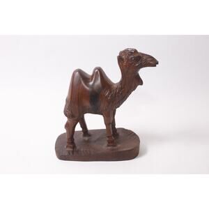 Dromedary Bactrian Camel Wooden Hand Carved Figure Animal Sculpture ~ 260212-WH